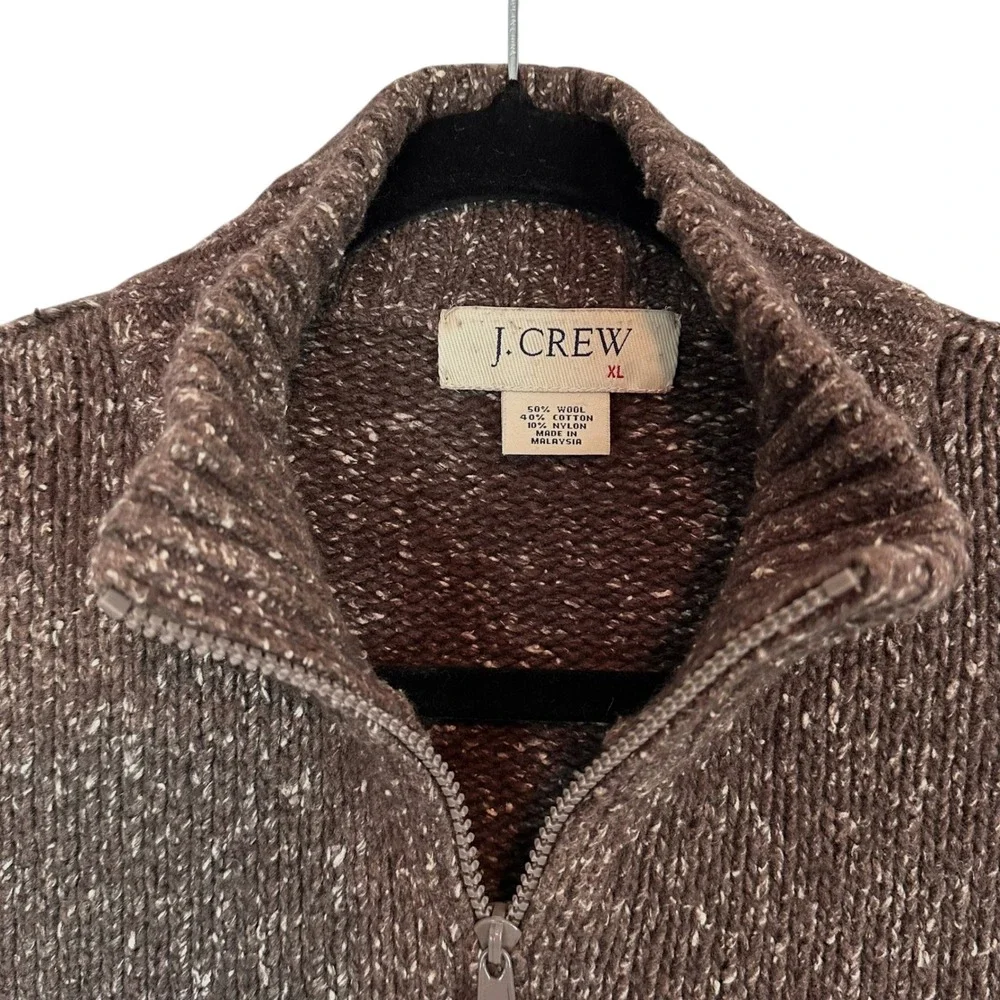 J.Crew Vintage 90s Wool Marled Speck‎ Donegal Sweater XL Brown 3D Chunky Dadcore